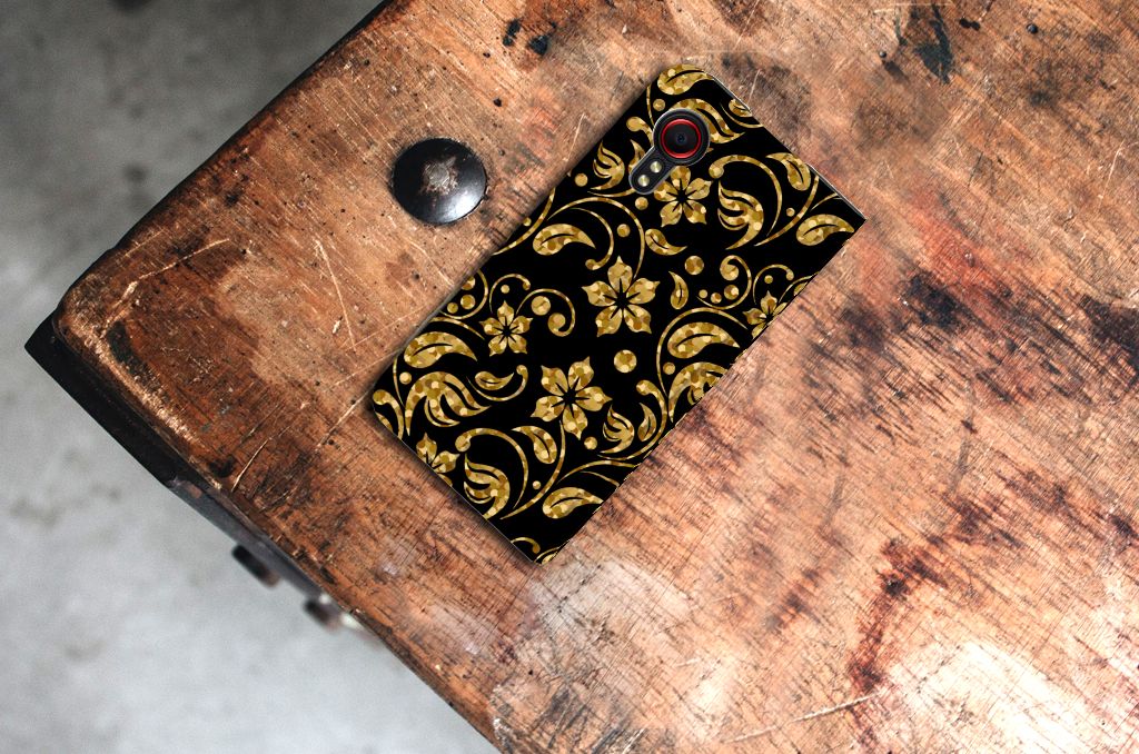 Samsung Galaxy Xcover 5 Smart Cover Gouden Bloemen - B2C Telecom