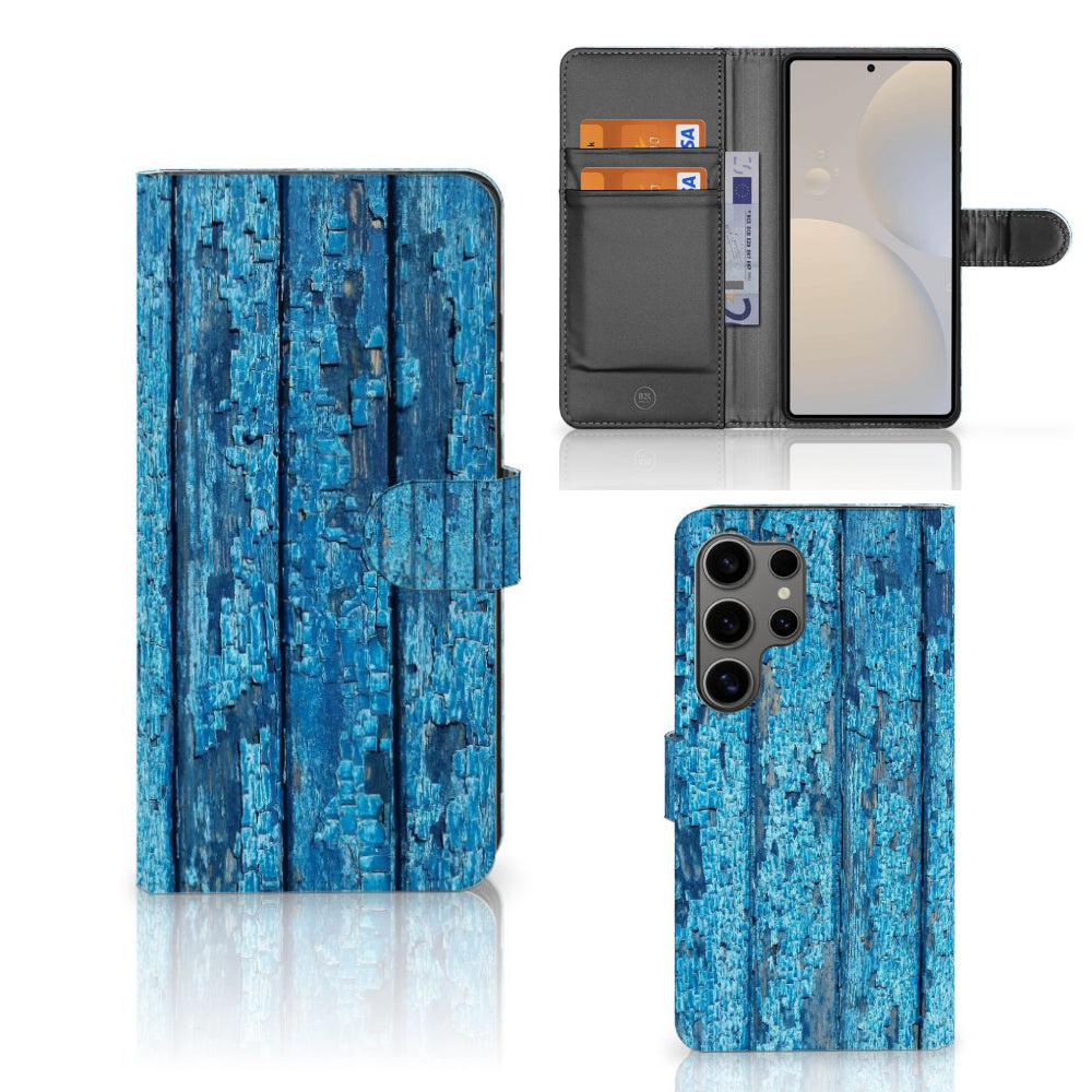 Samsung Galaxy S25 Ultra Book Style Case Wood Blue