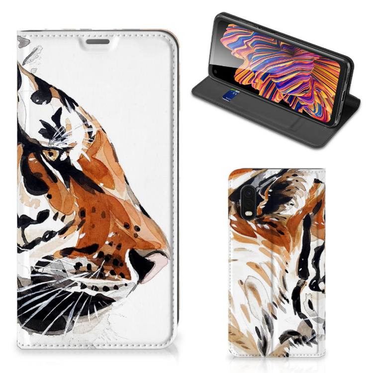 Bookcase Samsung Xcover Pro Watercolor Tiger - B2C Telecom