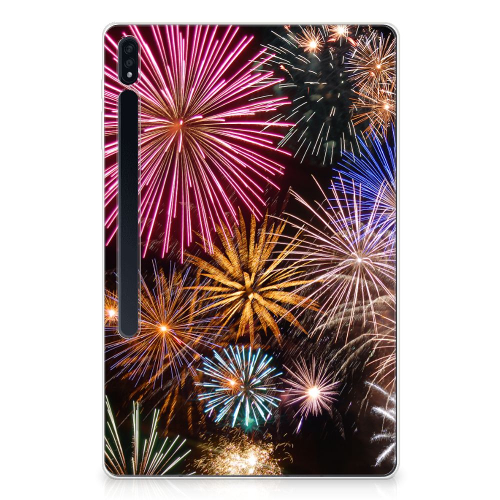 Samsung Galaxy Tab S7 Plus | S8 Plus Leuke Siliconen Hoes Vuurwerk