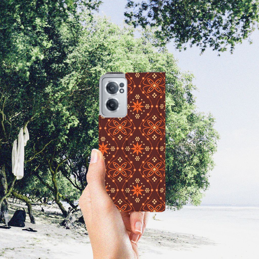 OnePlus Nord CE 2 5G Hoesje met Magneet Batik Brown - B2C Telecom