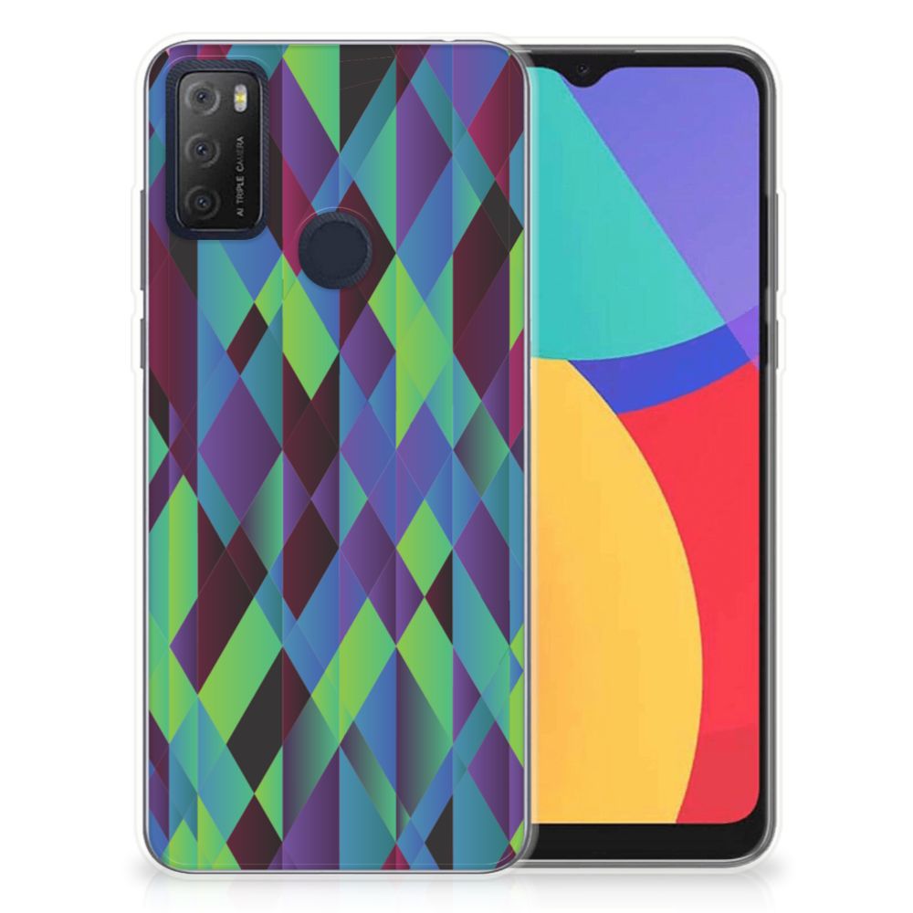 Alcatel 1S (2021) TPU Hoesje Abstract Green Blue B2C Telecom