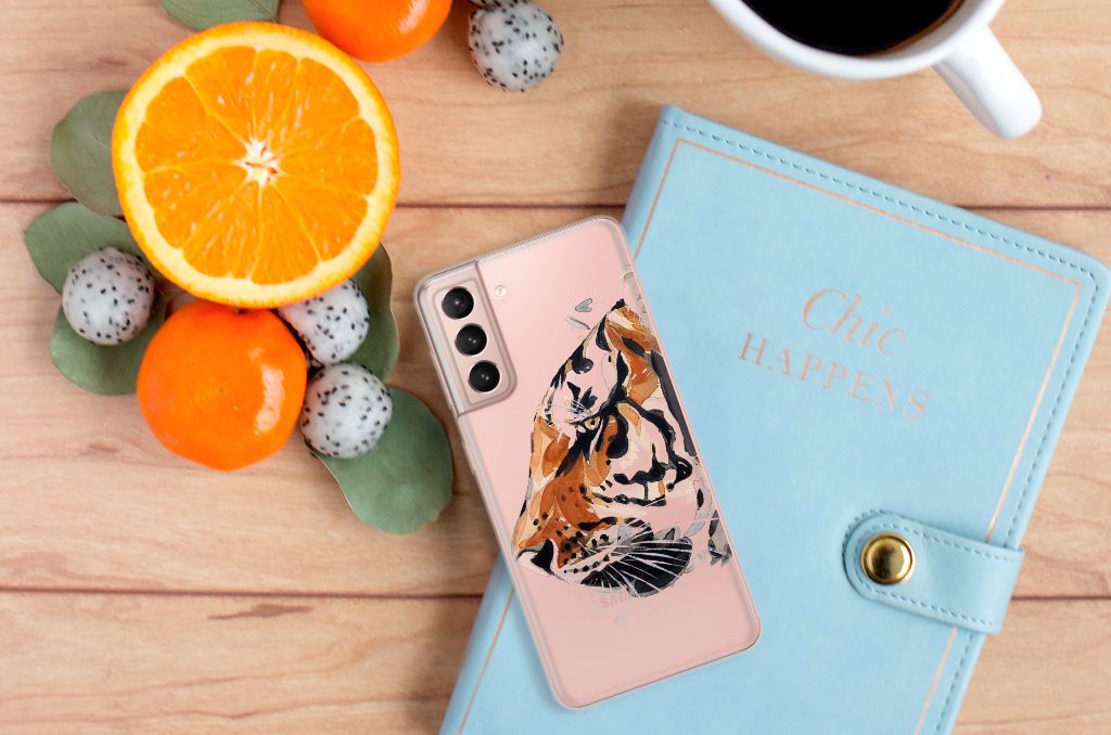 Hoesje maken Samsung Galaxy S21 Watercolor Tiger B2C Telecom