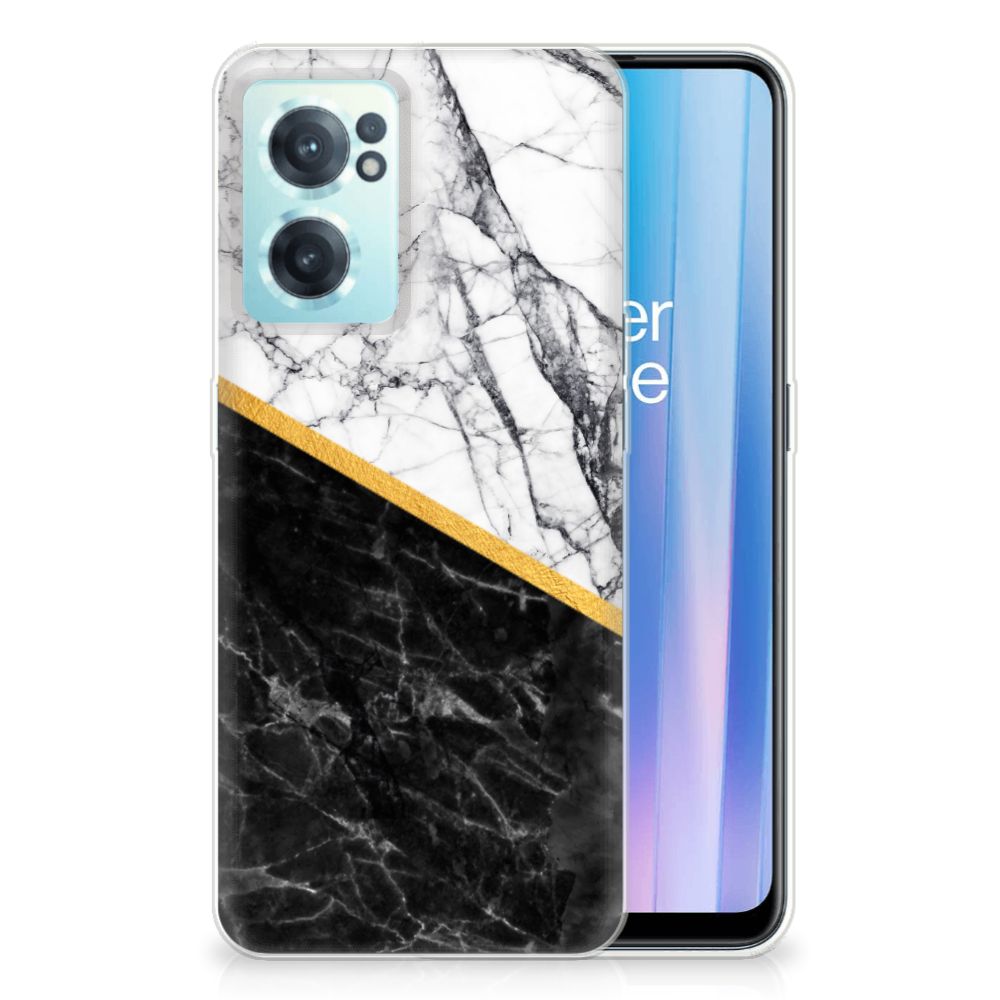 OnePlus Nord CE 2 5G TPU Siliconen Hoesje Marmer Wit Zwart - Origineel Cadeau Man B2C Telecom