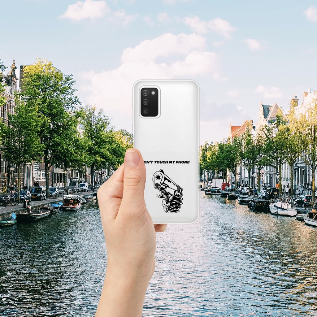 Samsung Galaxy A03S Silicone-hoesje Gun Don't Touch My Phone B2C Telecom