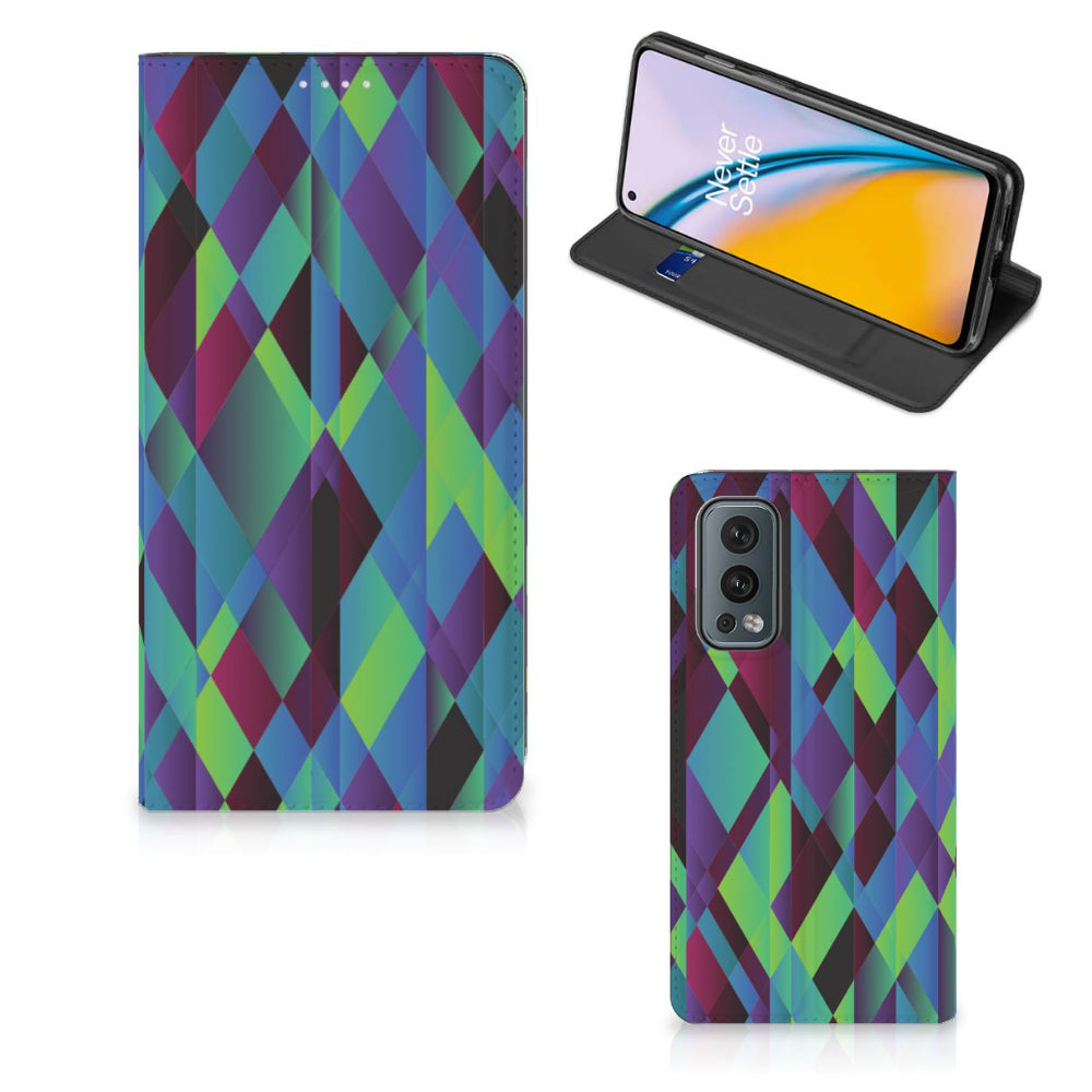 OnePlus Nord 2 5G Stand Case Abstract Green Blue