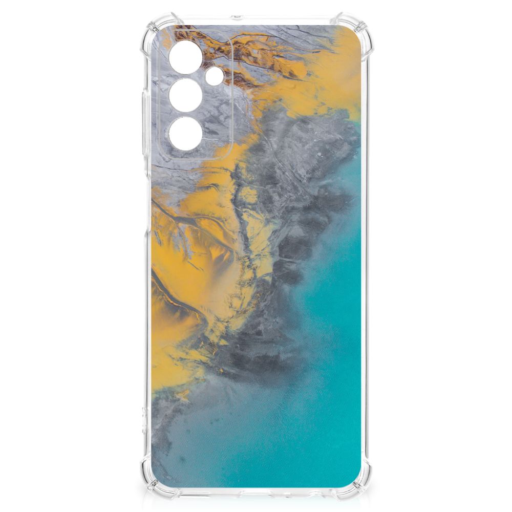 Samsung Galaxy M13 4G | M23 Anti-Shock Hoesje Marble Blue Gold