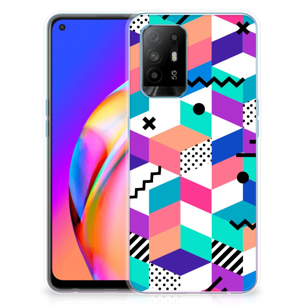 OPPO A94 5G | Reno5 Z TPU Hoesje Blokken Kleurrijk B2C Telecom