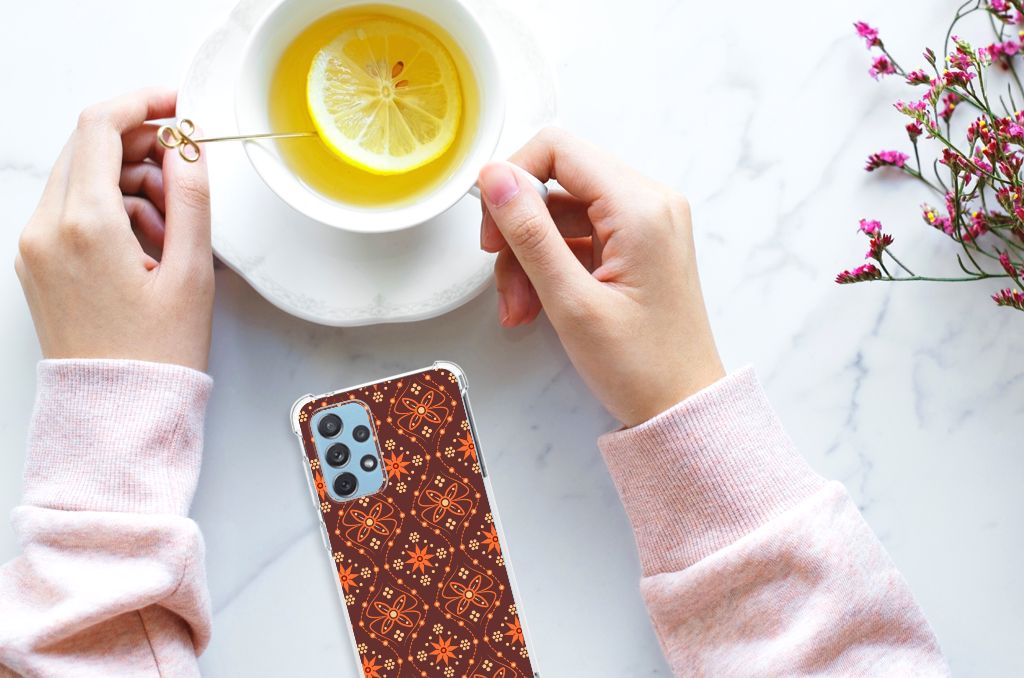 Samsung Galaxy A73 Doorzichtige Silicone Hoesje Batik Brown B2C Telecom