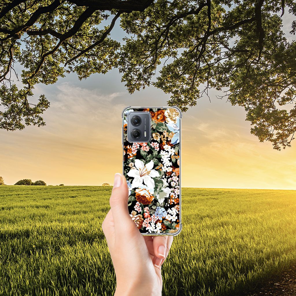 Case voor Motorola Moto G53 Dark Flowers B2C Telecom