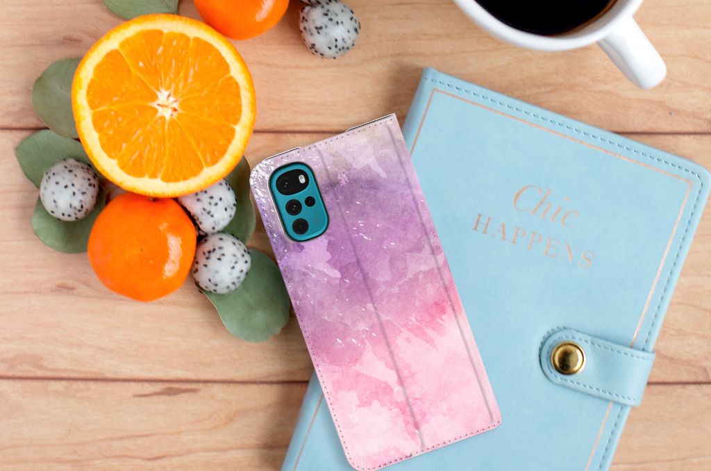 Bookcase Motorola Moto G22 Pink Purple Paint - B2C Telecom