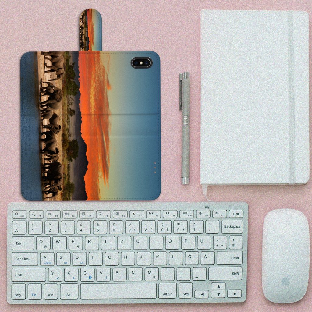 Apple iPhone Xs Max Telefoonhoesje met Pasjes Olifanten