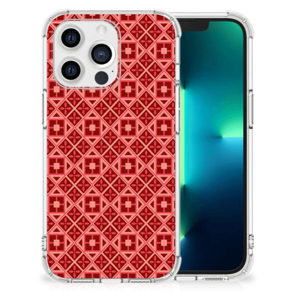Apple iPhone 13 Pro Doorzichtige Silicone Hoesje Batik Rood B2C Telecom