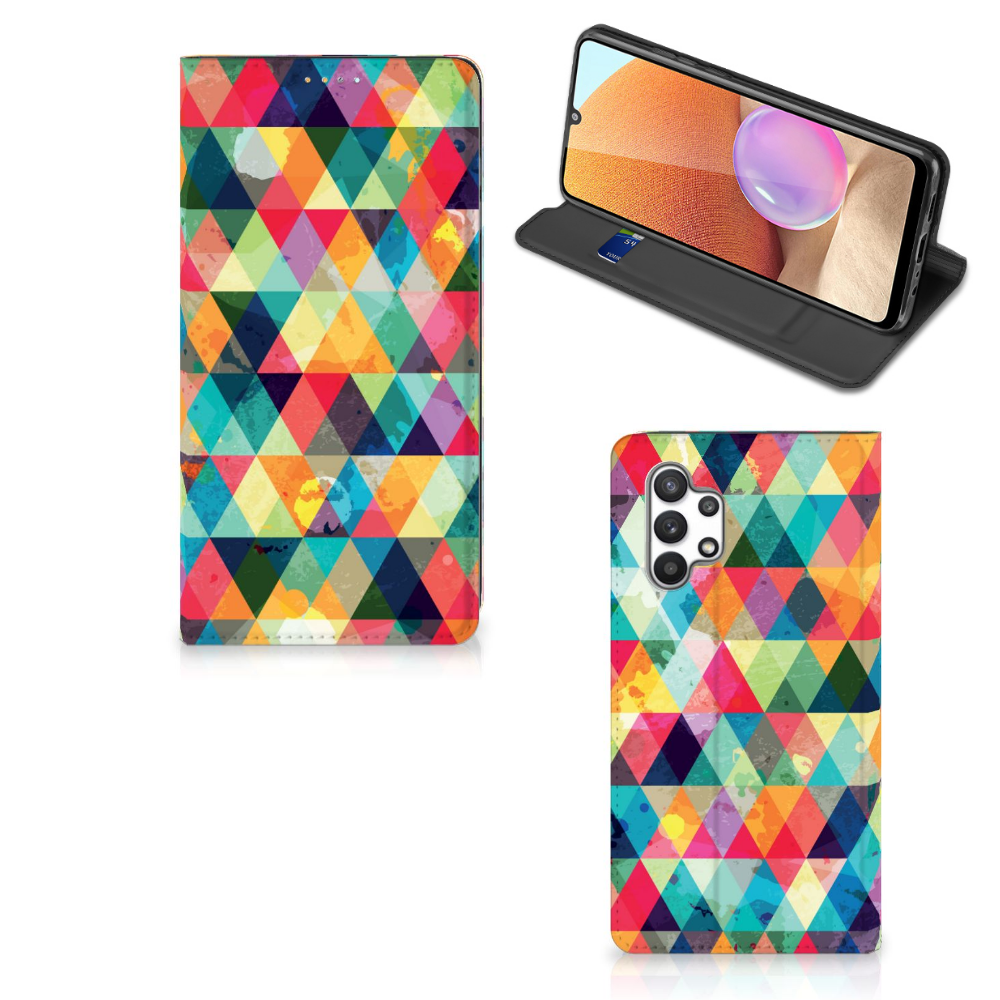 Samsung Galaxy A32 4G | A32 5G Enterprise Editie Hoesje met Magneet Geruit - B2C Telecom