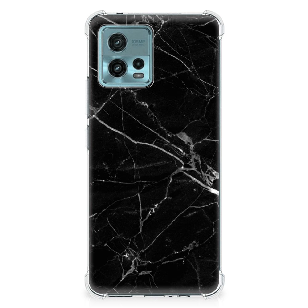 otorola Moto G72 Anti-Shock Hoesje Marmer Zwart - Origineel Cadeau Vader