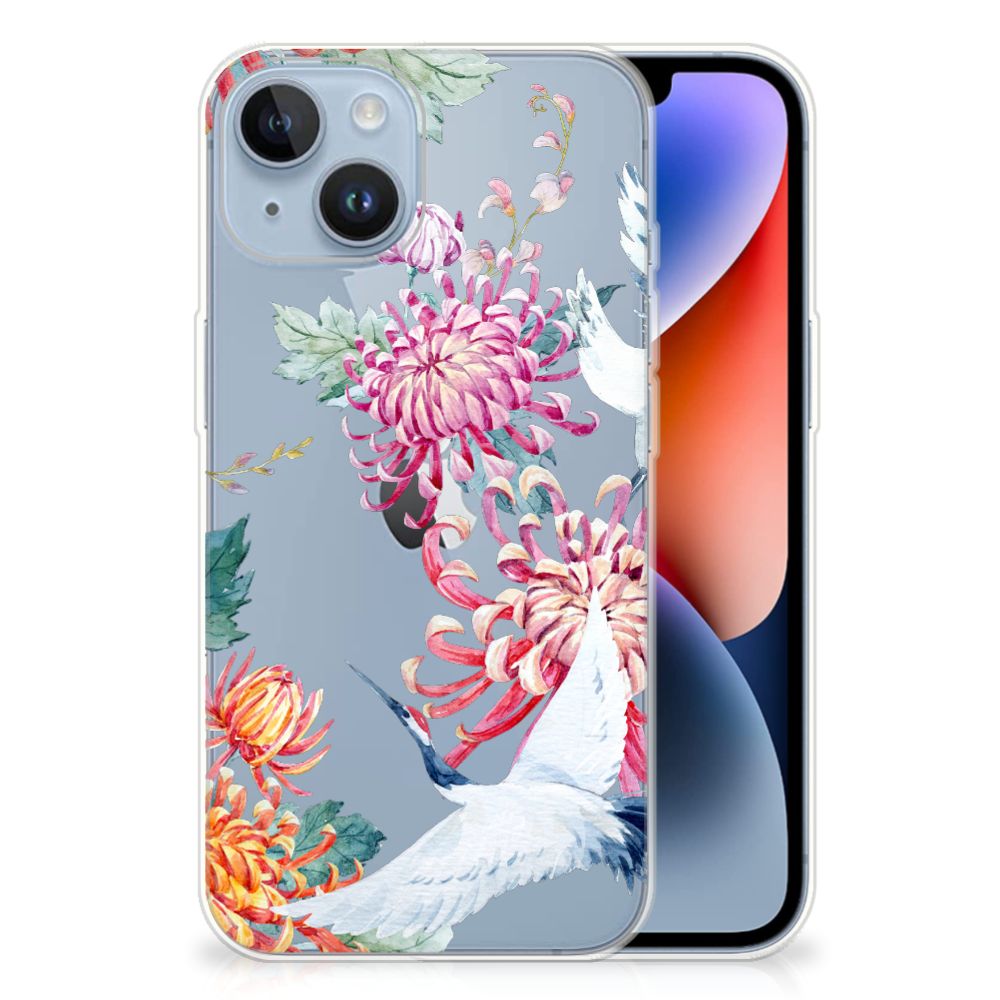 Apple iPhone 14 TPU Hoesje Bird Flowers
