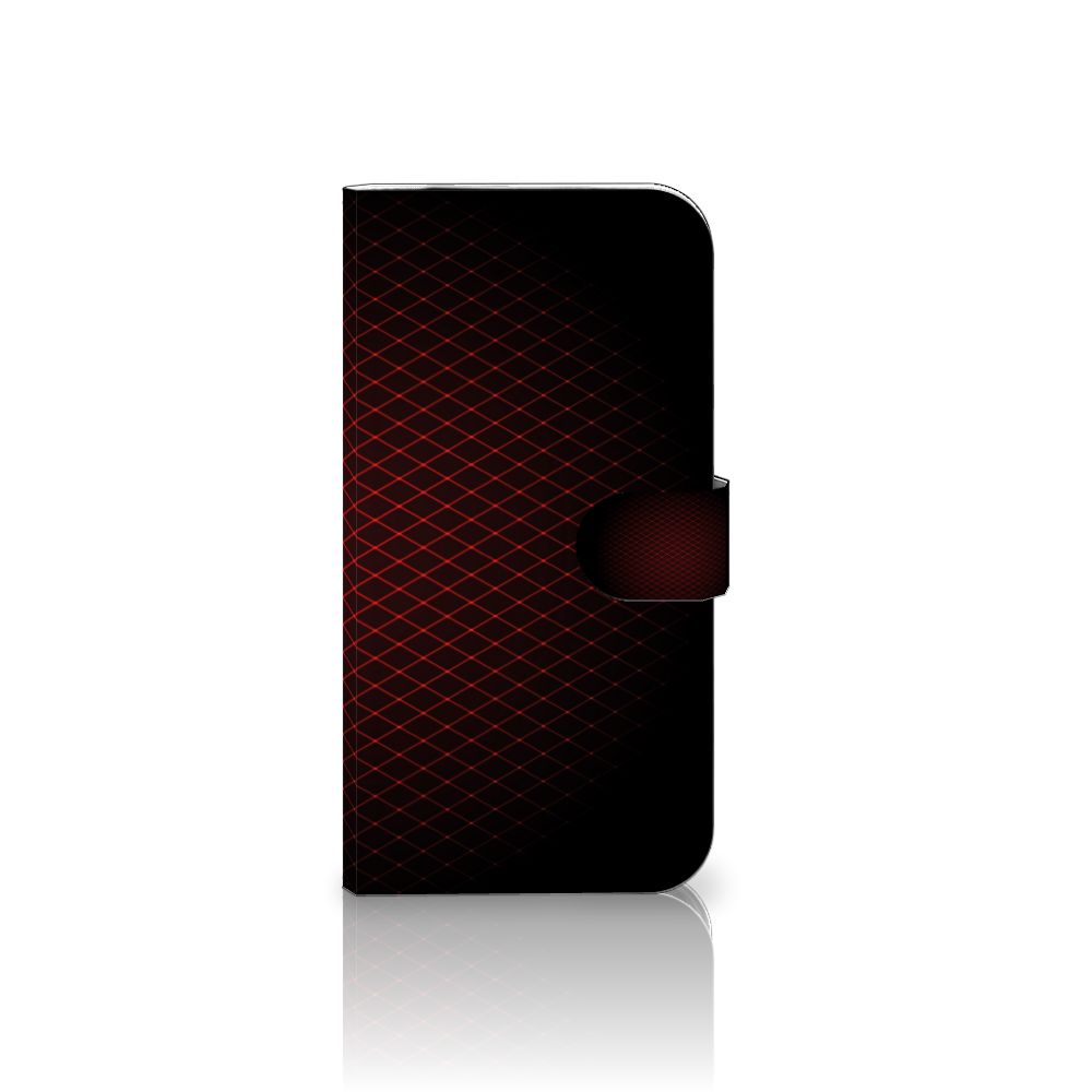 iPhone 16 Pro Max Telefoon Hoesje Geruit Rood met minimalistisch design en ruimte voor 3 pasjes.