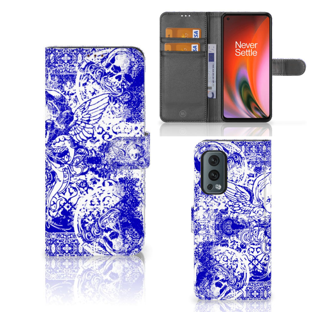 Telefoonhoesje met Naam OnePlus Nord 2 5G Angel Skull Blauw