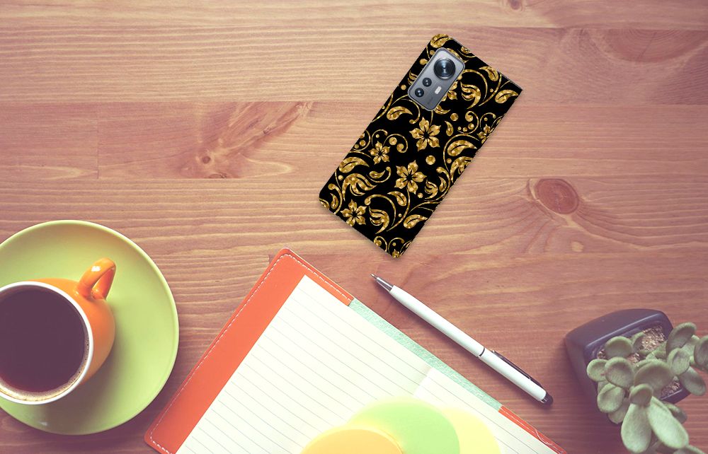 Xiaomi 12 | 12X Smart Cover Gouden Bloemen - B2C Telecom