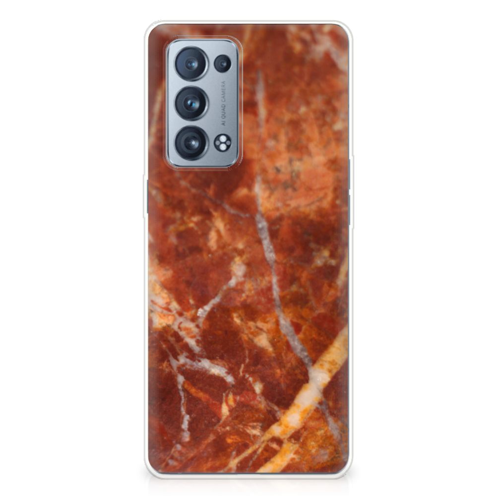 OPPO Reno 6 Pro Plus 5G TPU Siliconen Hoesje Marmer Bruin