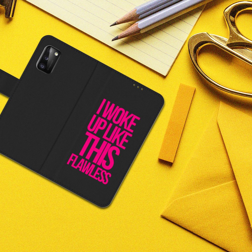 Samsung Galaxy A41 Hoesje met naam Woke Up - Origineel Cadeau Zelf Maken