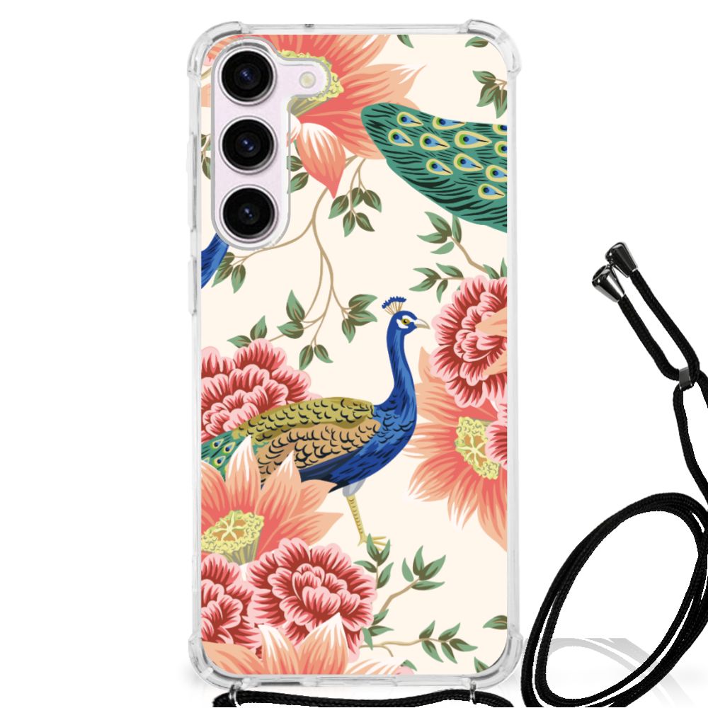 Case Anti-shock voor Samsung Galaxy S23 Pink Peacock