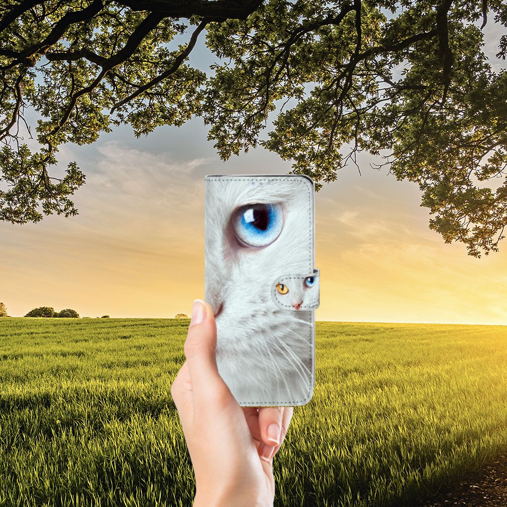 Samsung Galaxy S20 Plus Telefoonhoesje met Pasjes Witte Kat