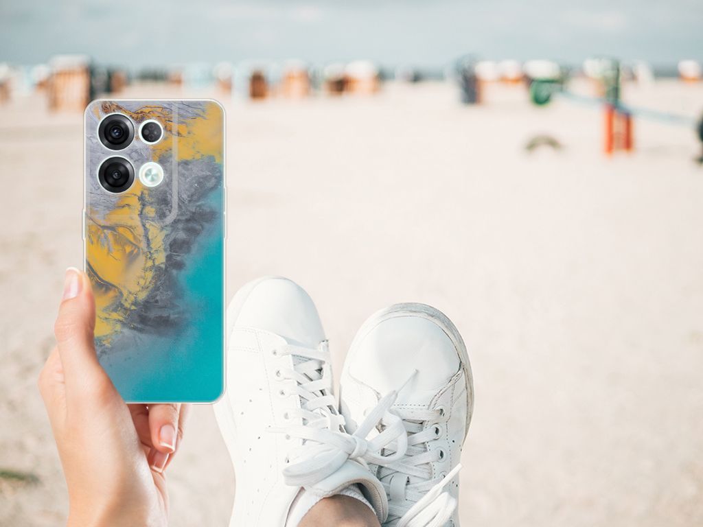 OPPO Reno8 Pro TPU Siliconen Hoesje Marble Blue Gold B2C Telecom