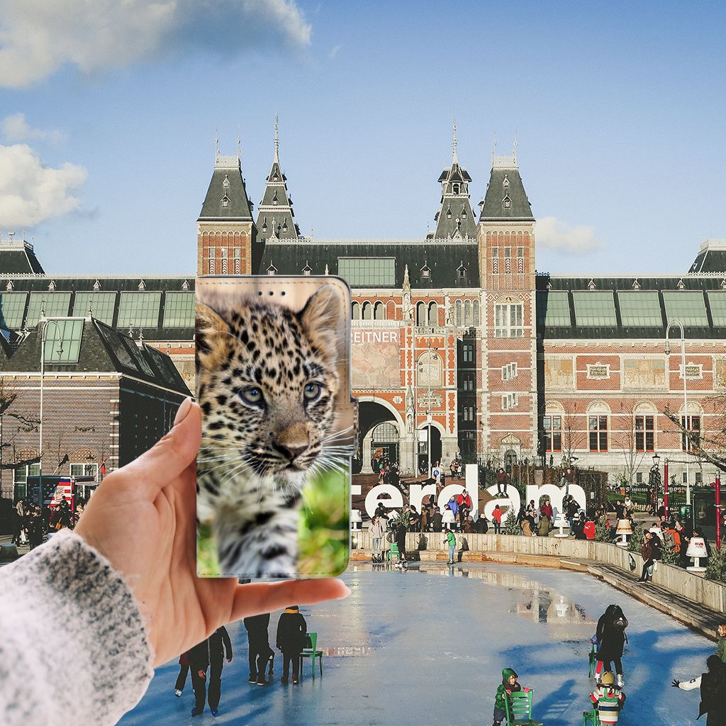 Huawei P10 Lite Telefoonhoesje met Pasjes Baby Luipaard