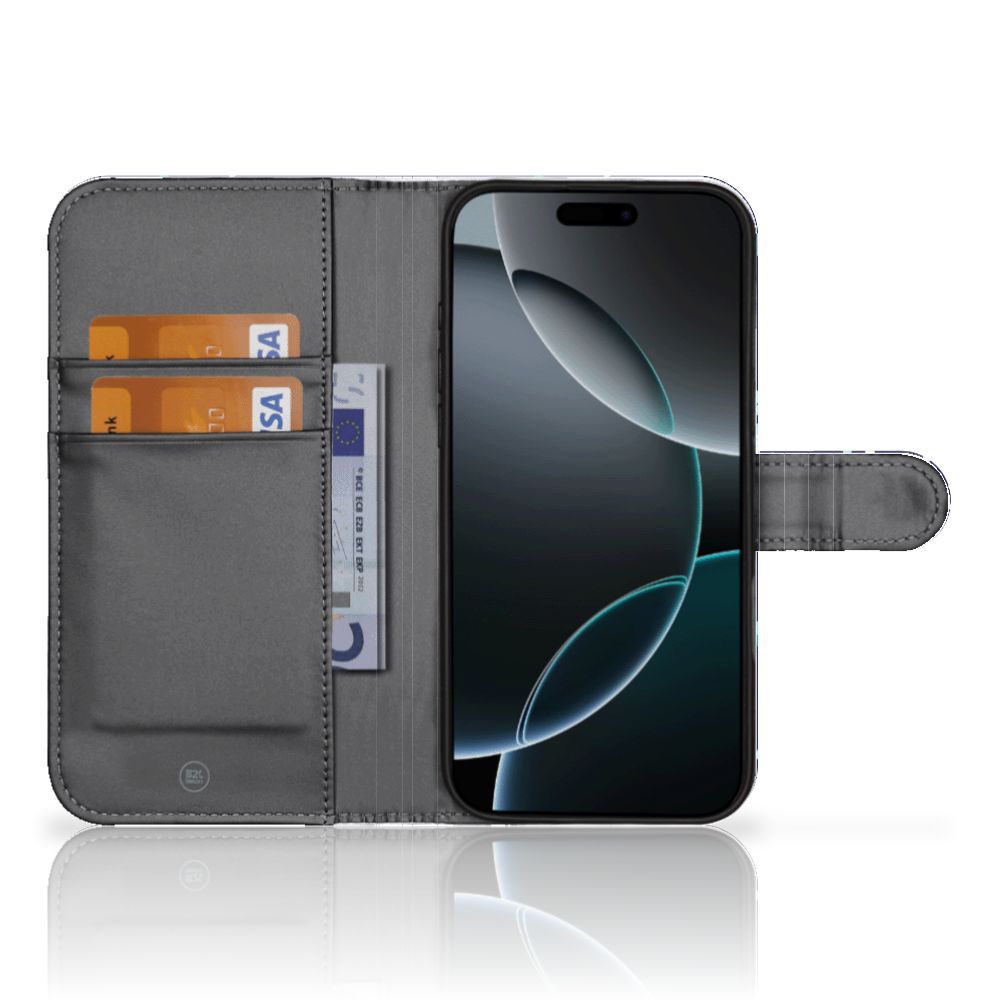 iPhone 16 Pro Max Portemonnee Hoesje Flowers Blue DTMP