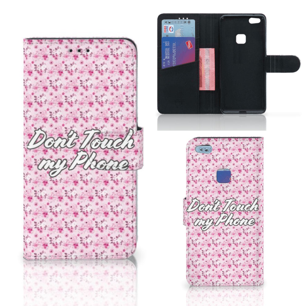 Huawei P10 Lite Portemonnee Hoesje Flowers Pink DTMP