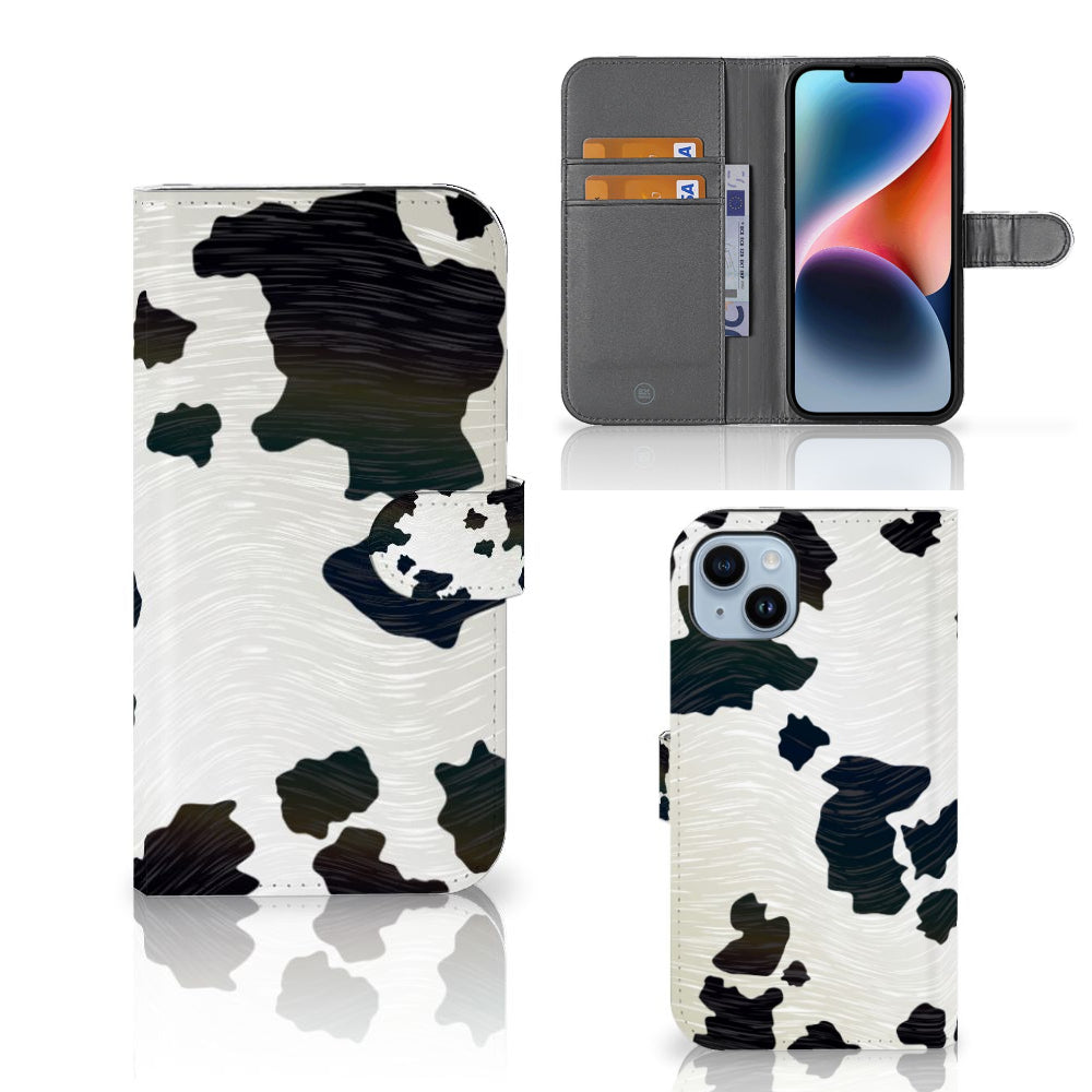 iPhone 15 Plus Telefoonhoesje met Pasjes Koeienvlekken