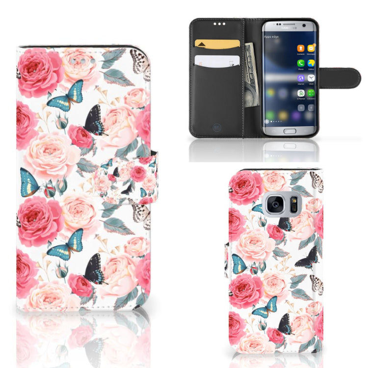 Samsung Galaxy S7 Hoesje Butterfly Roses