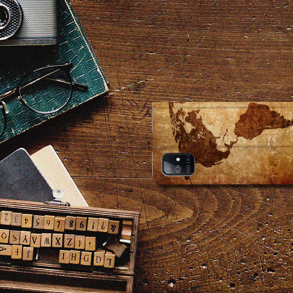 Samsung Galaxy M51 Book Cover Wereldkaart - B2C Telecom