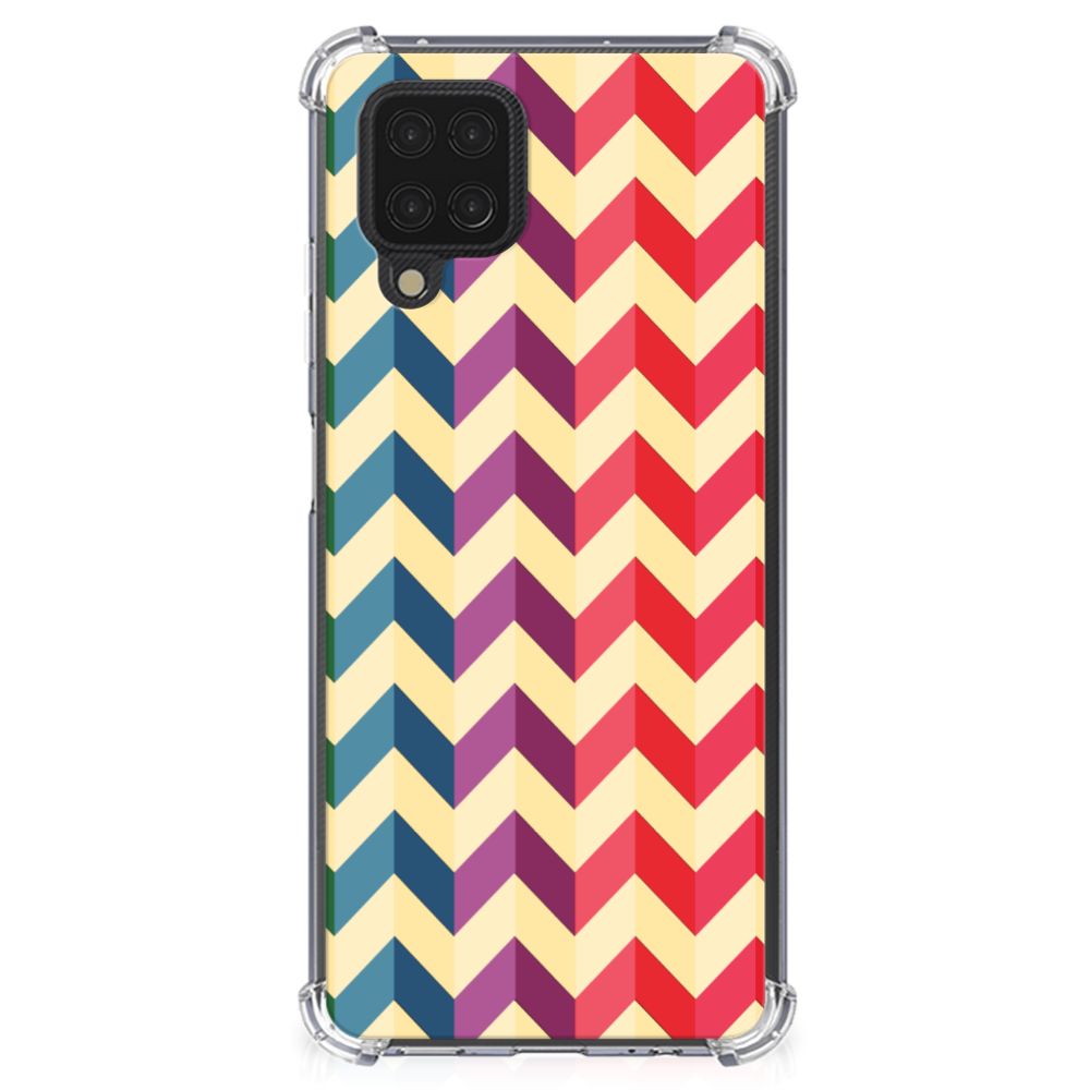 Samsung Galaxy A12 Doorzichtige Silicone Hoesje Zigzag Multi Color - B2C Telecom