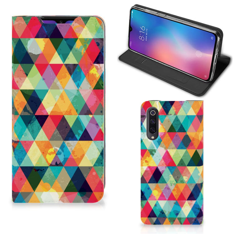 Xiaomi Mi 9 Hoesje met Magneet Geruit
