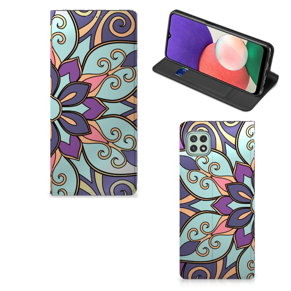 Samsung Galaxy A22 5G Smart Cover Purple Flower - B2C Telecom