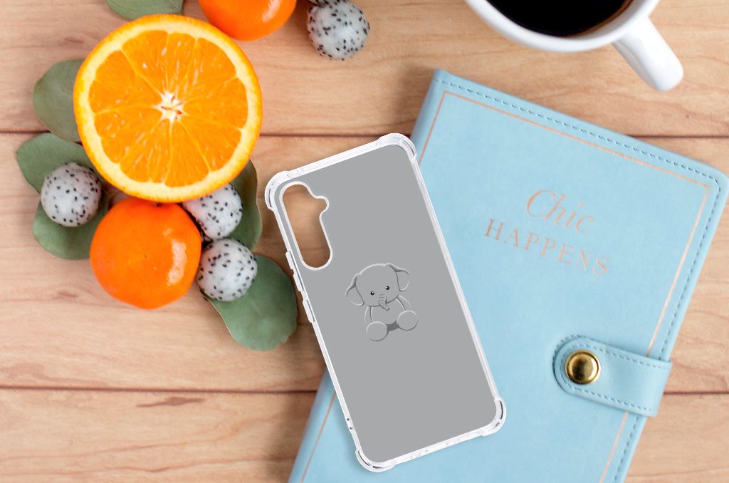Samsung Galaxy A34 Stevig Bumper Hoesje Grijs Baby Olifant B2C Telecom