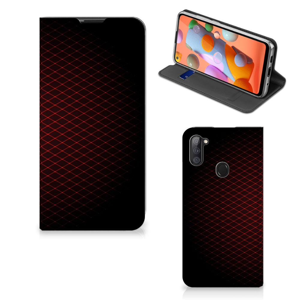 Samsung Galaxy M11 | A11 Hoesje met Magneet Geruit Rood