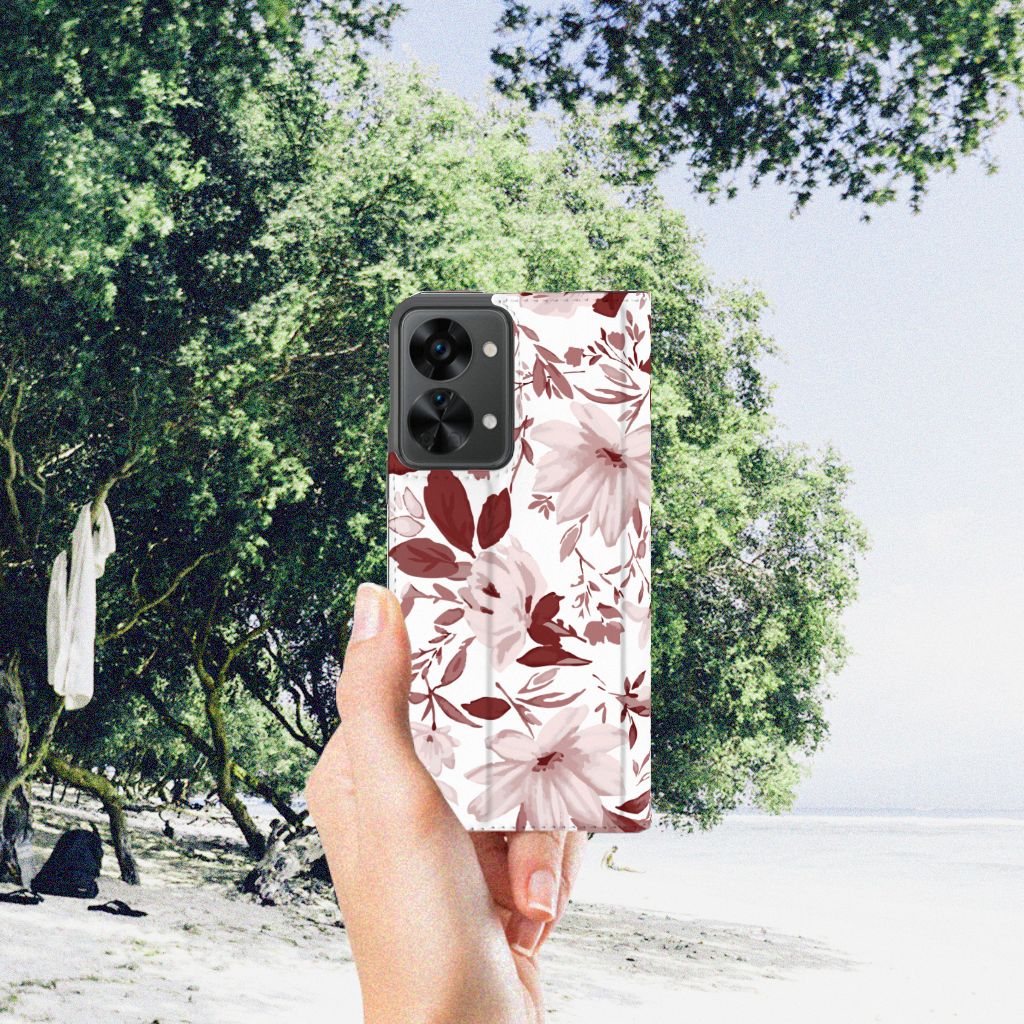 Bookcase OnePlus Nord 2T Watercolor Flowers - B2C Telecom
