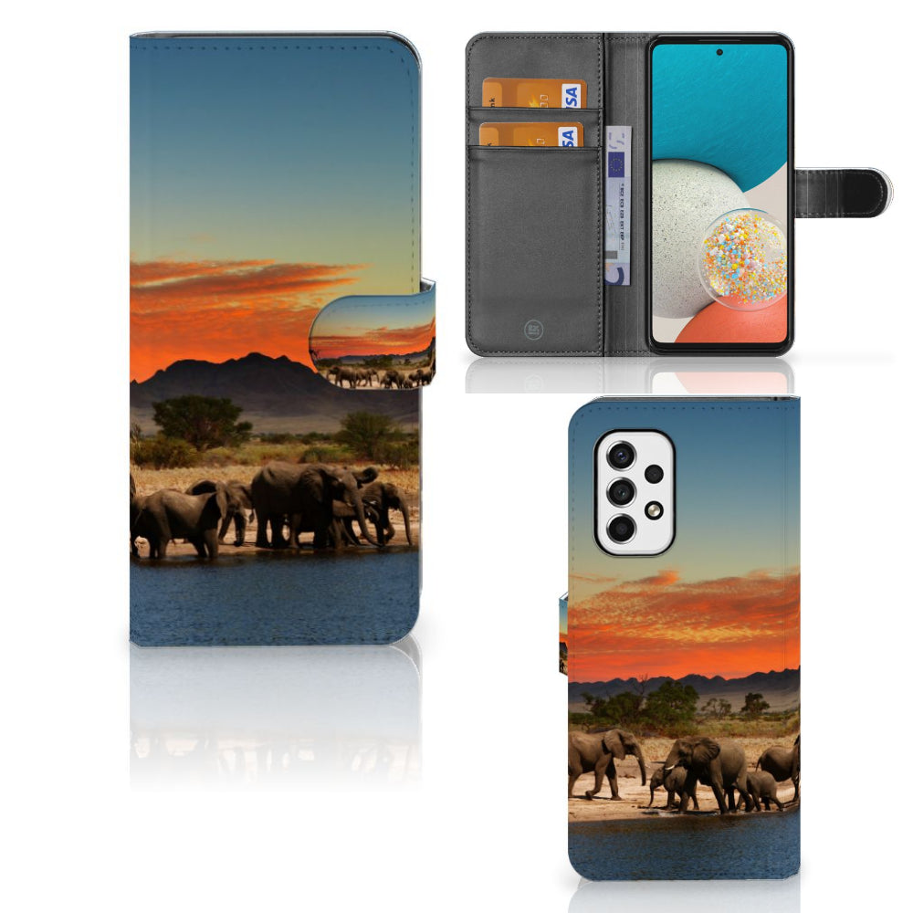 Samsung Galaxy A53 Telefoonhoesje met Pasjes Olifanten