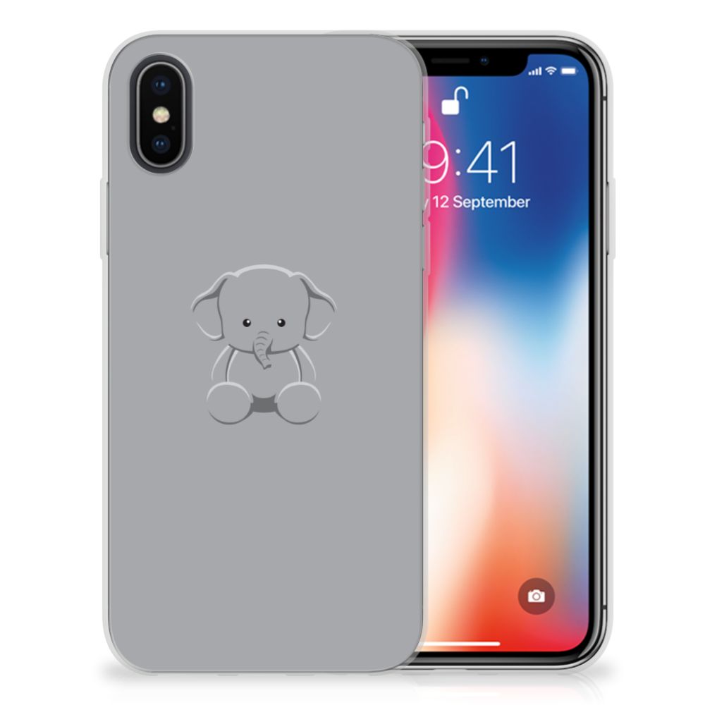 Apple iPhone X | Xs Telefoonhoesje met Naam Grijs Baby Olifant