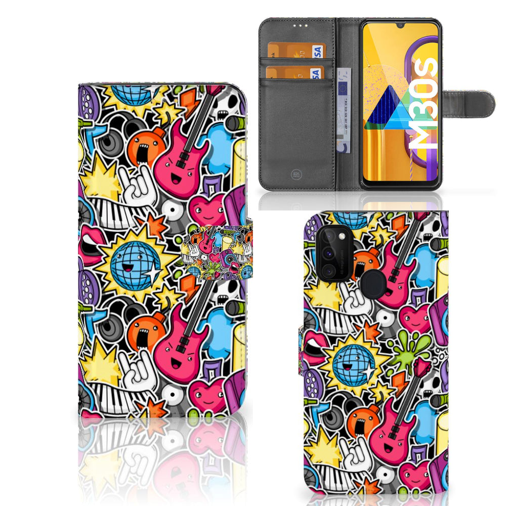 Samsung Galaxy M21 | M30s Wallet Case met Pasjes Punk Rock