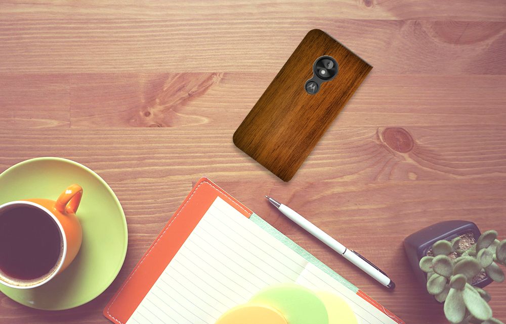 Motorola Moto E5 Play Book Wallet Case Donker Hout