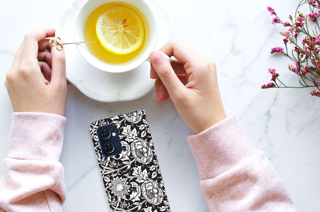 OPPO Find X5 Lite | Reno7 5G Smart Cover Black Flowers - B2C Telecom
