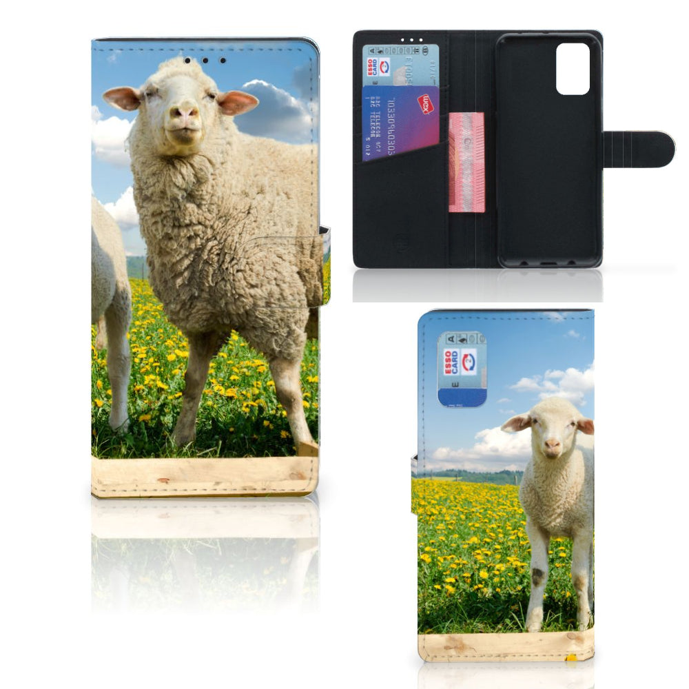 Samsung Galaxy A02s | M02s Telefoonhoesje met Pasjes Schaap en Lammetje