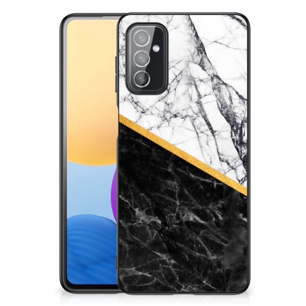 Samsung Galaxy M52 Marmeren Print Telefoonhoesje Marmer Wit Zwart - Origineel Cadeau Man