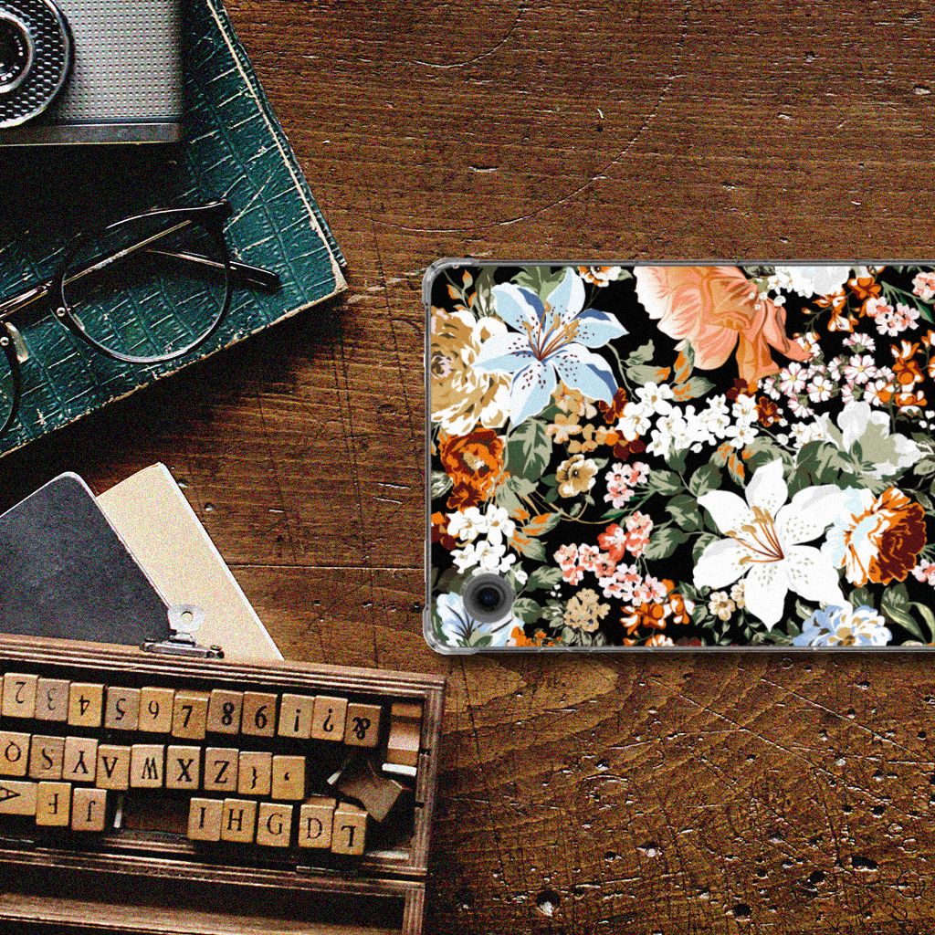 Siliconen Hoesje voor Samsung Galaxy Tab A9 Dark Flowers