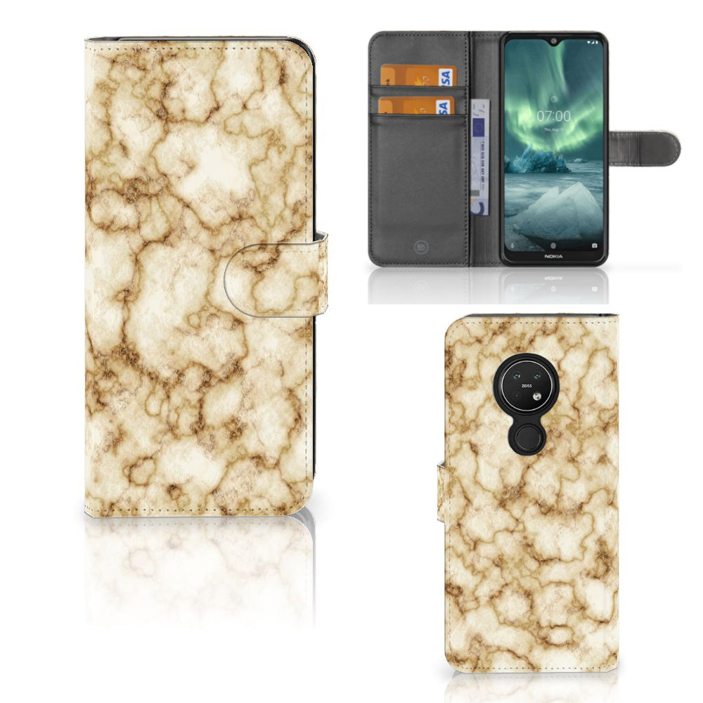 Nokia 7.2 | Nokia 6.2 Bookcase Marmer Goud