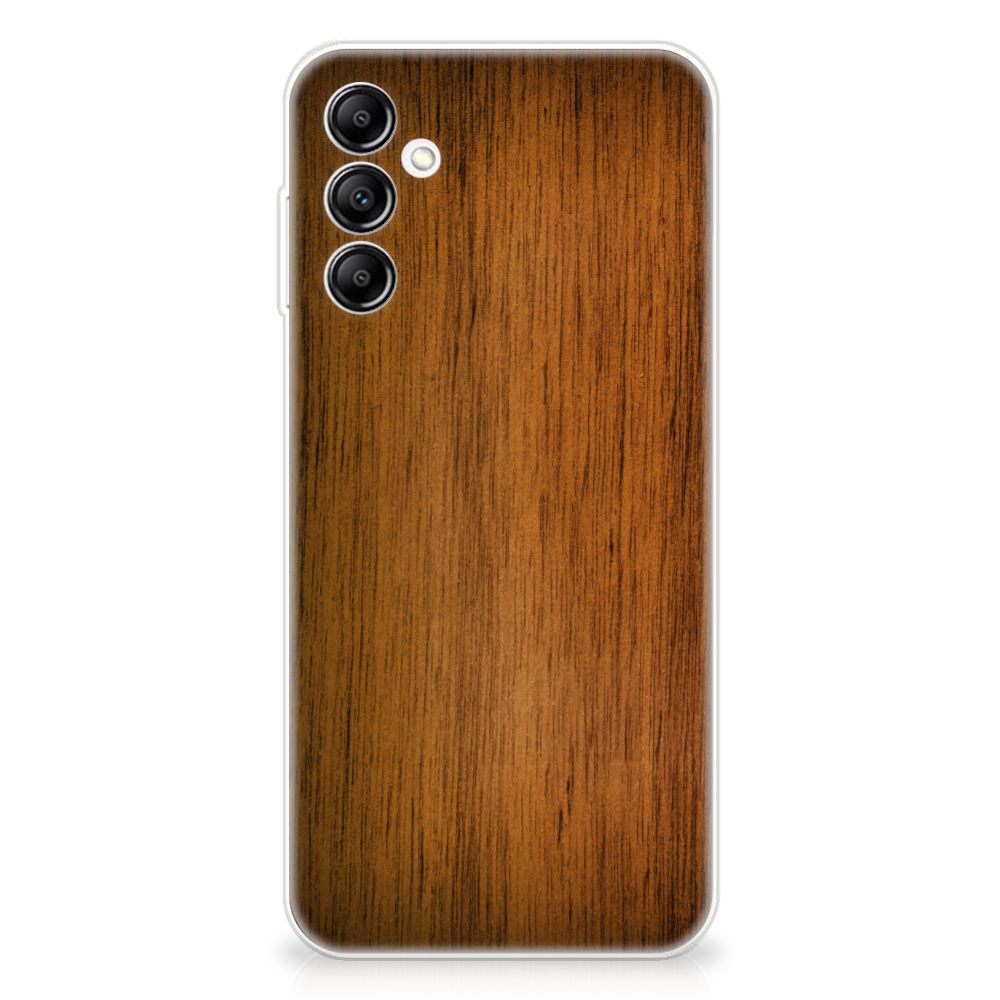 Samsung Galaxy A14 5G Bumper Hoesje Donker Hout met realistische houtprint voor optimale bescherming.